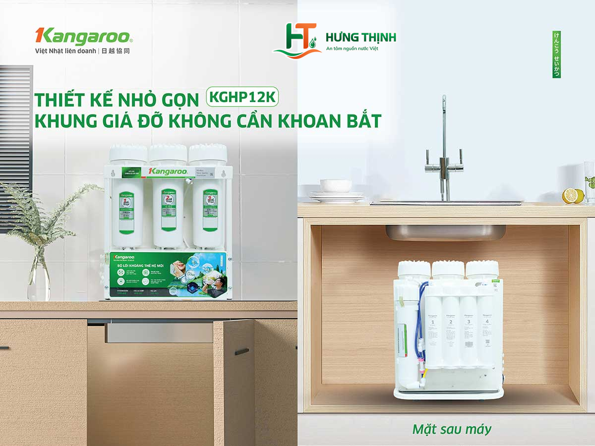 Kangaroo KGHP12K thiết kế nhỏ gon khung giá đỡ không cần khoan bắt